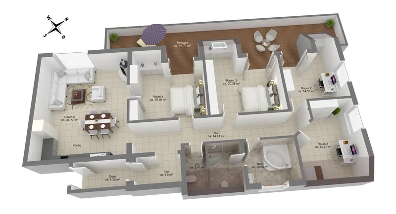 Kaufen oder mieten? Preisreduziert! Große 5 Zimmer Wohneinheit mit Dachterrasse Nähe Schlachtensee — photo 1